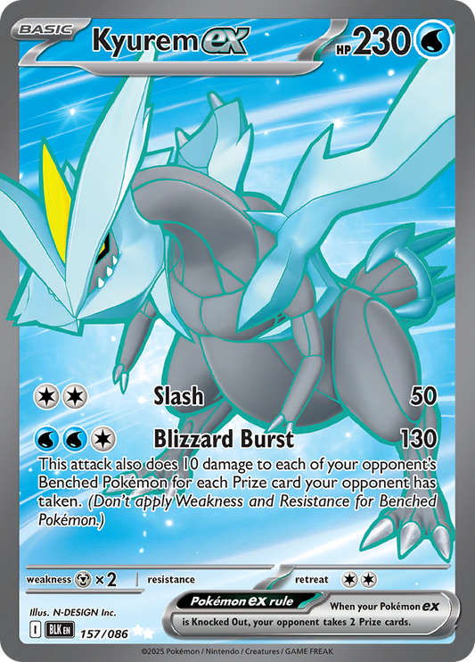 Kyurem ex 157/086 from Black Bolt (BLK) - Ultra Rare English Pokémon TCG single card