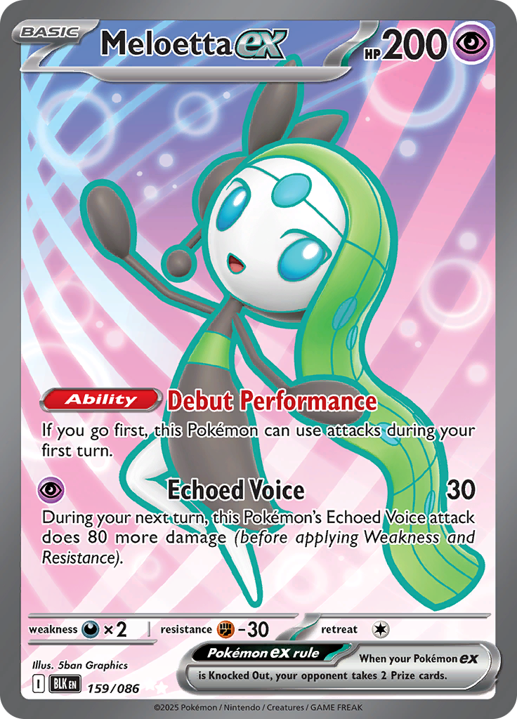 Meloetta ex 159/086 from Black Bolt (BLK) - Ultra Rare English Pokémon TCG single card