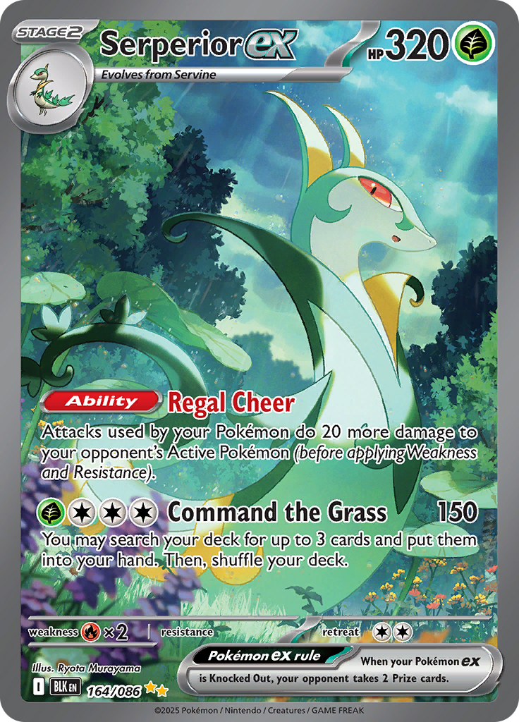 Serperior ex 164/086 from Black Bolt (BLK) - Special Illustration Rare English Pokémon TCG single card