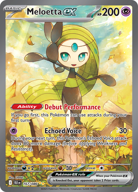 Meloetta ex 167/086 from Black Bolt (BLK) - Special Illustration Rare English Pokémon TCG single card