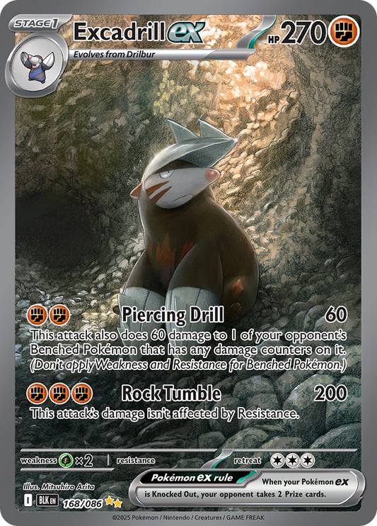 Excadrill ex 168/086 from Black Bolt (BLK) - Special Illustration Rare English Pokémon TCG single card