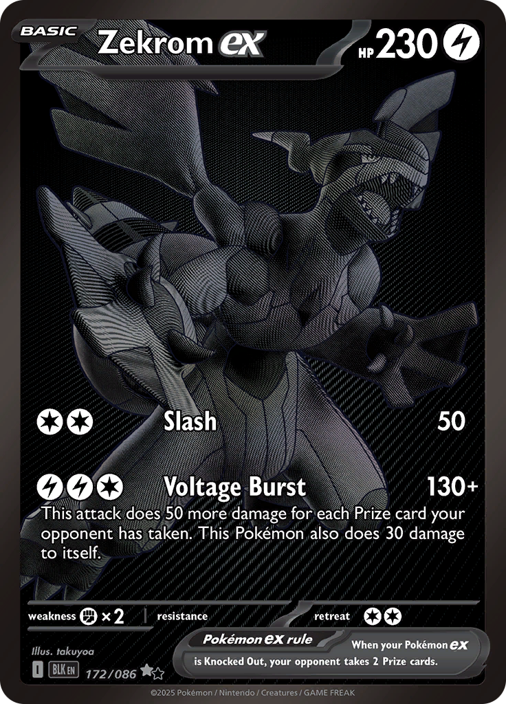 Zekrom ex 172/086 from Black Bolt (BLK) - Black White Rare English Pokémon TCG single card
