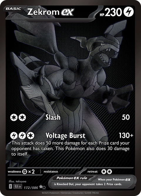 Zekrom ex 172/086 from Black Bolt (BLK) - Black White Rare English Pokémon TCG single card