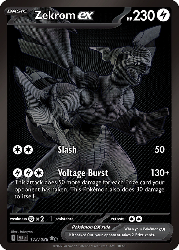 Zekrom ex 172/086 from Black Bolt (BLK) - Black White Rare English Pokémon TCG single card