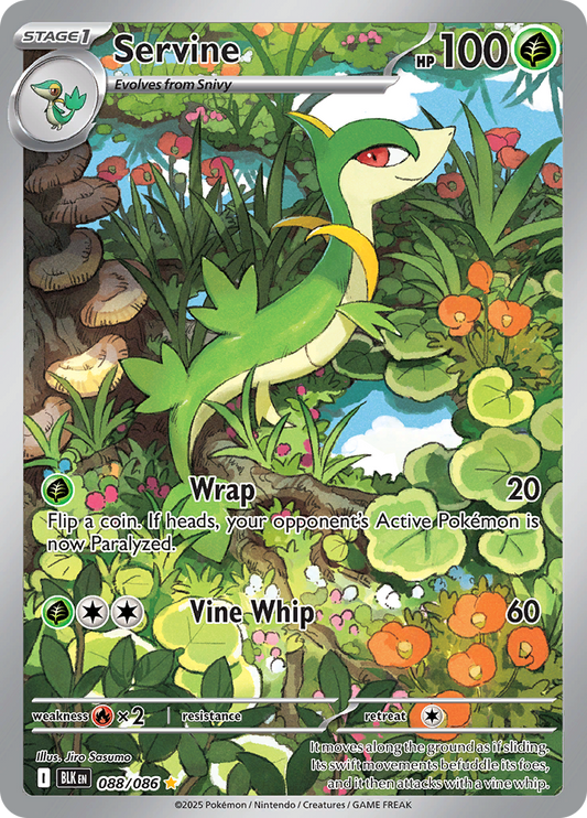 Servine 088/086 from Black Bolt (BLK) - Illustration Rare English Pokémon TCG single card