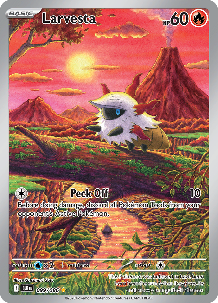 Larvesta 099/086 from Black Bolt (BLK) - Illustration Rare English Pokémon TCG single card
