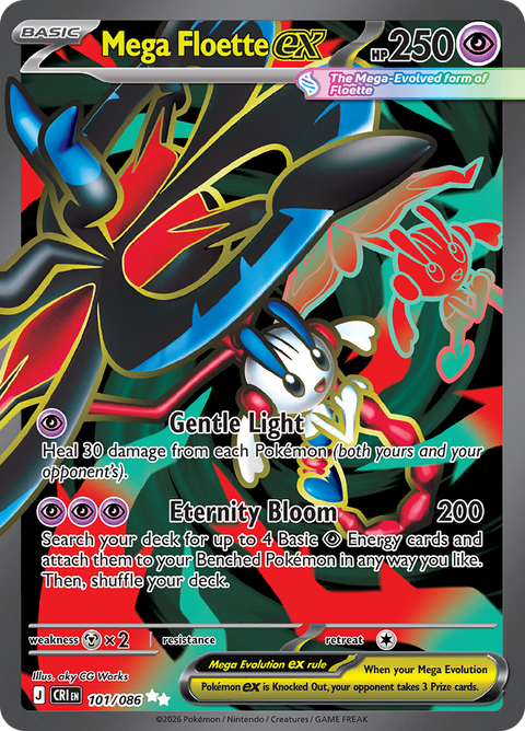 Mega Floette ex 101/086 from Chaos Rising (CRI) - Ultra Rare English Pokémon TCG single card