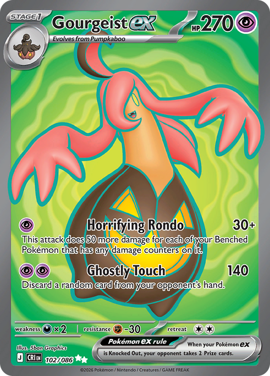 Gourgeist ex 102/086 from Chaos Rising (CRI) - Ultra Rare English Pokémon TCG single card