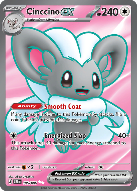 Cinccino ex 105/086 from Chaos Rising (CRI) - Ultra Rare English Pokémon TCG single card