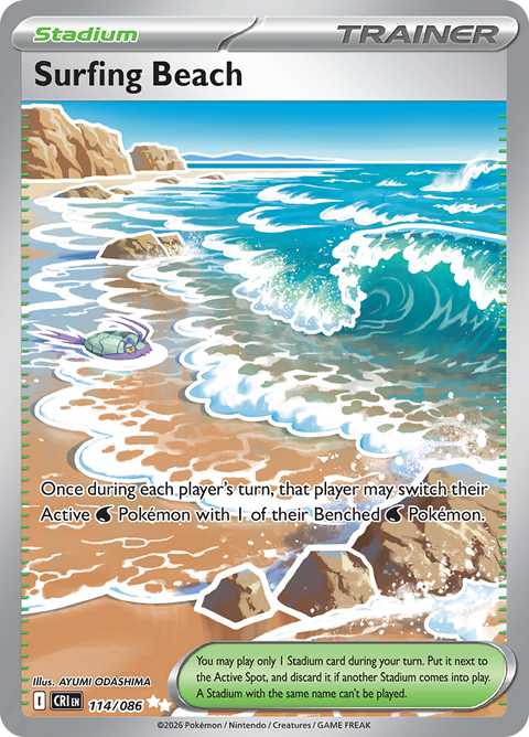 Surfing Beach 114/086 from Chaos Rising (CRI) - Ultra Rare English Pokémon TCG single card