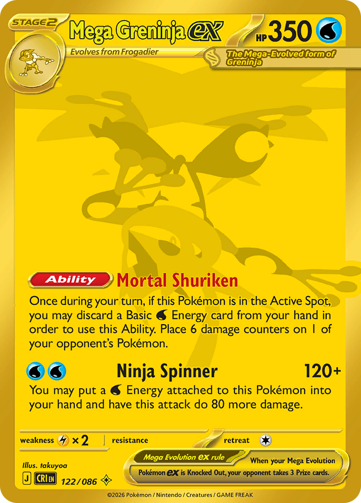 Mega Greninja ex 122/086 from Chaos Rising (CRI) - Mega Hyper Rare English Pokémon TCG single card