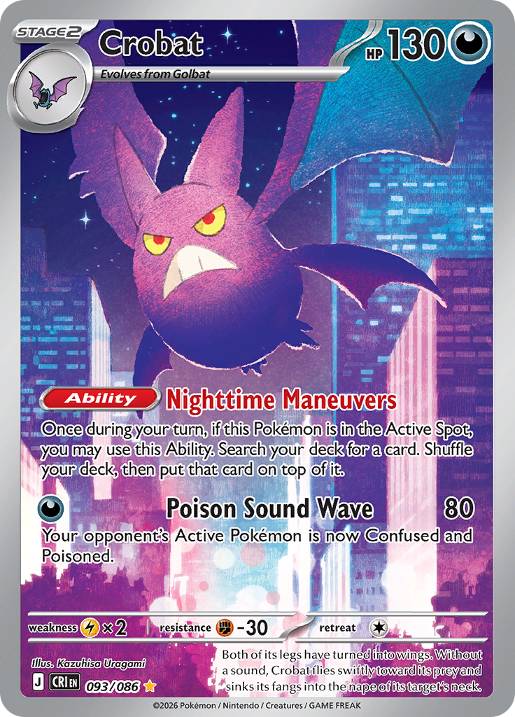 Crobat 093/086 from Chaos Rising (CRI) - Illustration Rare English Pokémon TCG single card