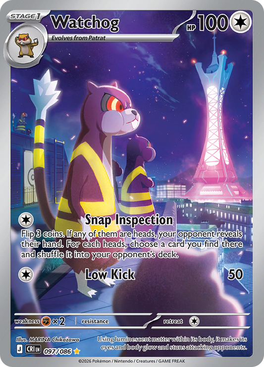 Watchog 097/086 from Chaos Rising (CRI) - Illustration Rare English Pokémon TCG single card