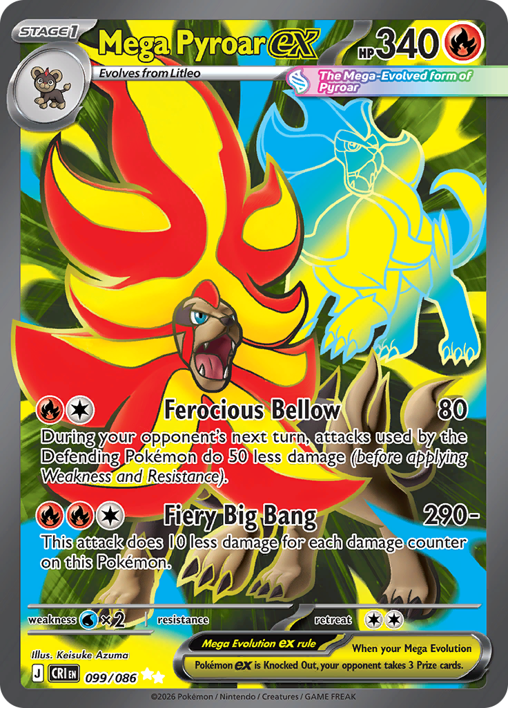 Mega Pyroar ex 099/086 from Chaos Rising (CRI) - Ultra Rare English Pokémon TCG single card