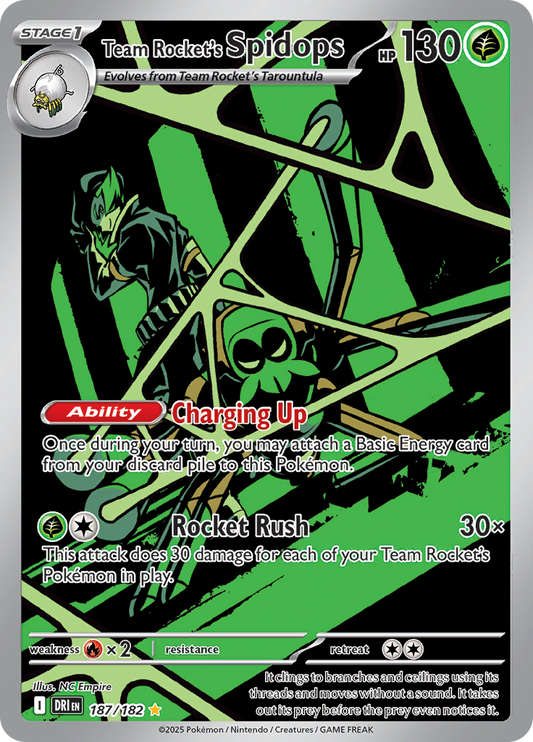 Team Rocket's Spidops 187/182 from Destined Rivals (DRI) - Illustration Rare English Pokémon TCG single card