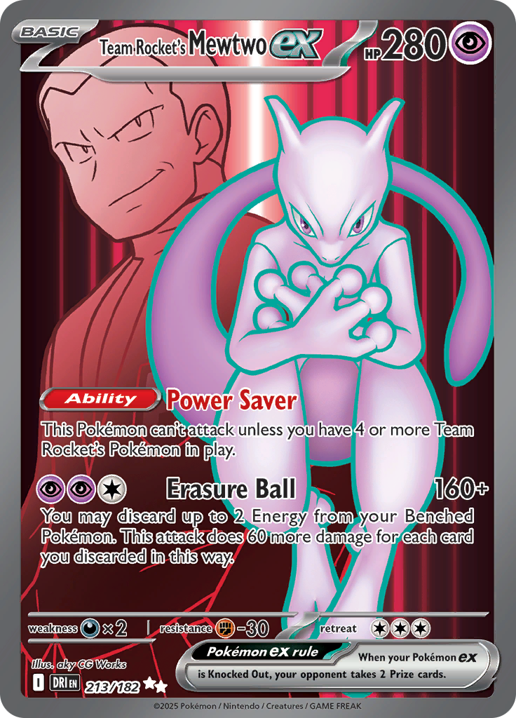 Team Rocket's Mewtwo ex 213/182 from Destined Rivals (DRI) - Ultra Rare English Pokémon TCG single card