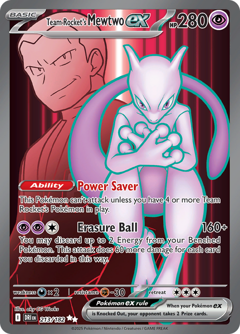 Team Rocket's Mewtwo ex 213/182 from Destined Rivals (DRI) - Ultra Rare English Pokémon TCG single card