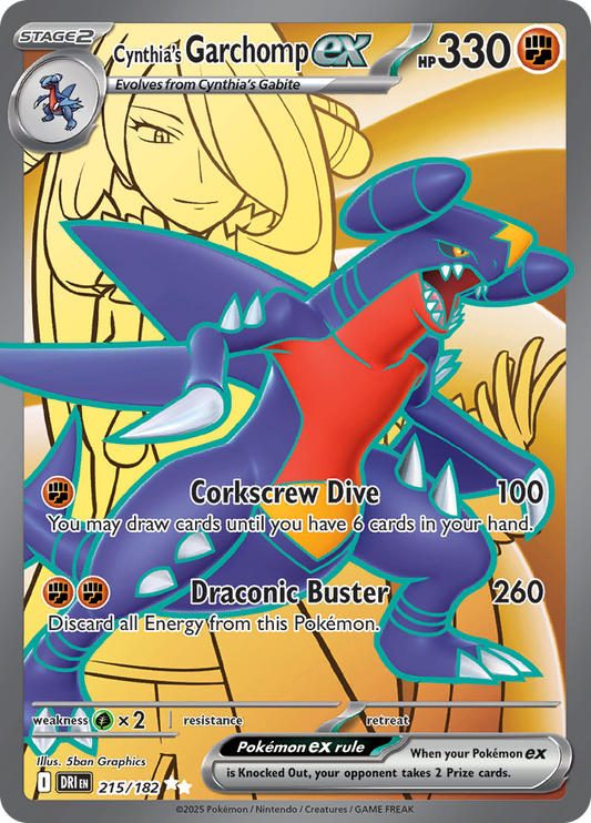 Cynthia's Garchomp ex 215/182 from Destined Rivals (DRI) - Ultra Rare English Pokémon TCG single card