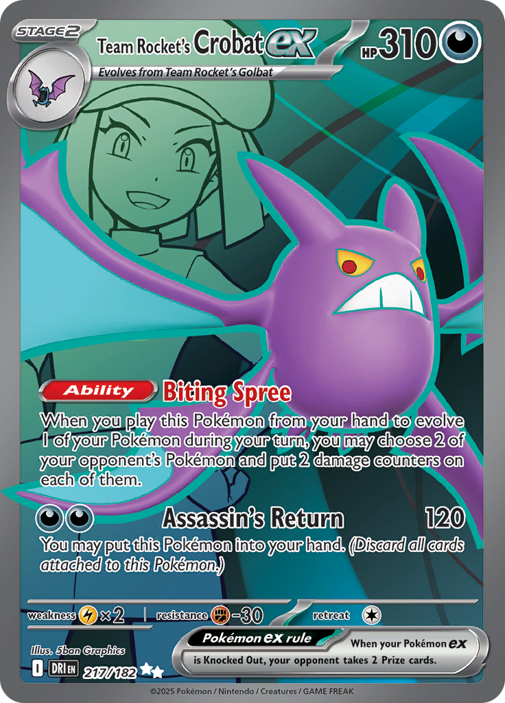 Team Rocket's Crobat ex 217/182 from Destined Rivals (DRI) - Ultra Rare English Pokémon TCG single card