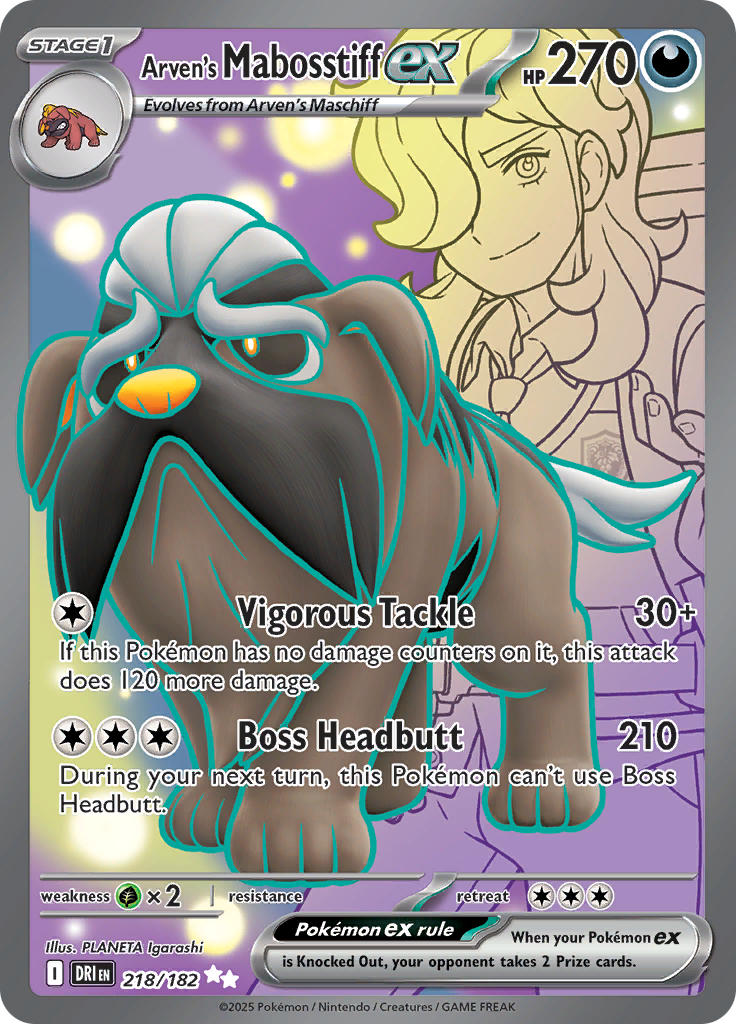 Arven's Mabosstiff ex 218/182 from Destined Rivals (DRI) - Ultra Rare English Pokémon TCG single card