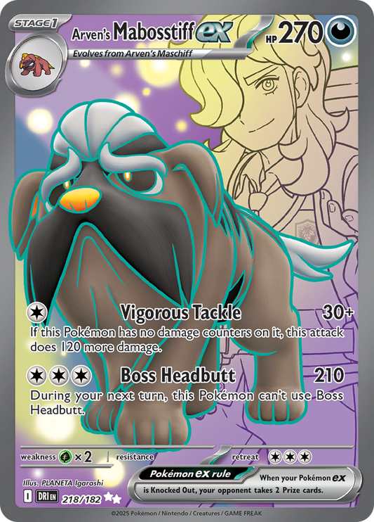 Arven's Mabosstiff ex 218/182 from Destined Rivals (DRI) - Ultra Rare English Pokémon TCG single card