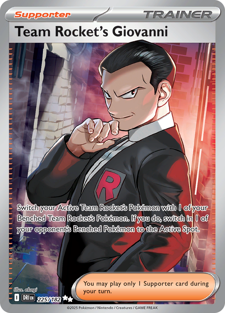 Team Rocket's Giovanni 225/182 from Destined Rivals (DRI) - Ultra Rare English Pokémon TCG single card