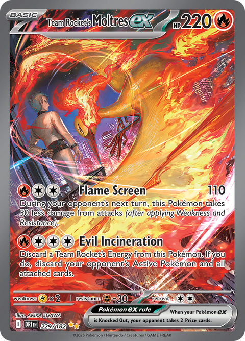 Team Rocket's Moltres ex 229/182 from Destined Rivals (DRI) - Special Illustration Rare English Pokémon TCG single card