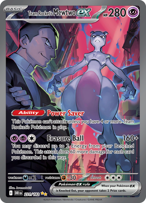 Team Rocket's Mewtwo ex 231/182 from Destined Rivals (DRI) - Special Illustration Rare English Pokémon TCG single card