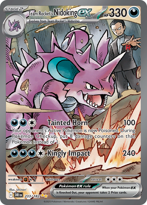 Team Rocket's Nidoking ex 233/182 from Destined Rivals (DRI) - Special Illustration Rare English Pokémon TCG single card