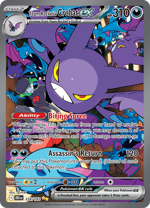 Team Rocket's Crobat ex 234/182 from Destined Rivals (DRI) - Special Illustration Rare English Pokémon TCG single card