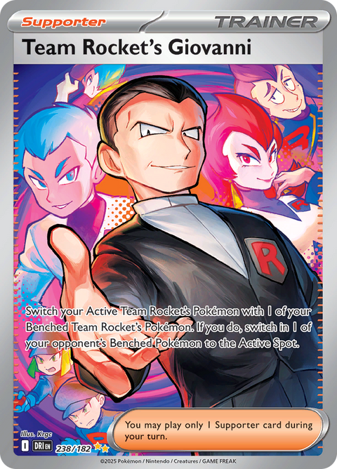Team Rocket's Giovanni 238/182 from Destined Rivals (DRI) - Special Illustration Rare English Pokémon TCG single card