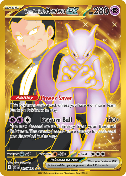 Team Rocket's Mewtwo ex 240/182 from Destined Rivals (DRI) - Hyper Rare English Pokémon TCG single card