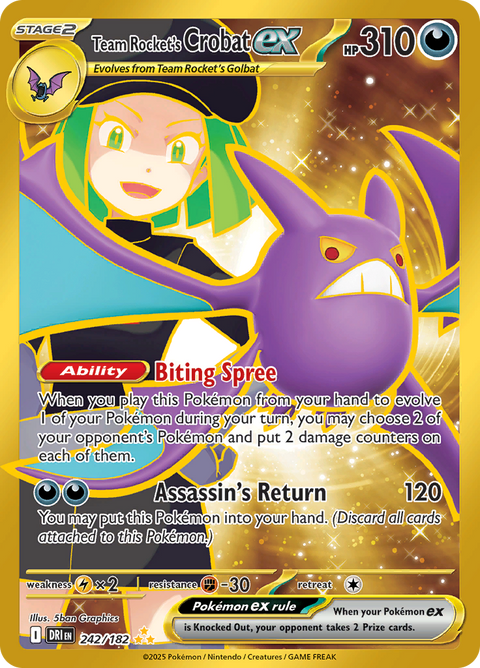 Team Rocket's Crobat ex 242/182 from Destined Rivals (DRI) - Hyper Rare English Pokémon TCG single card