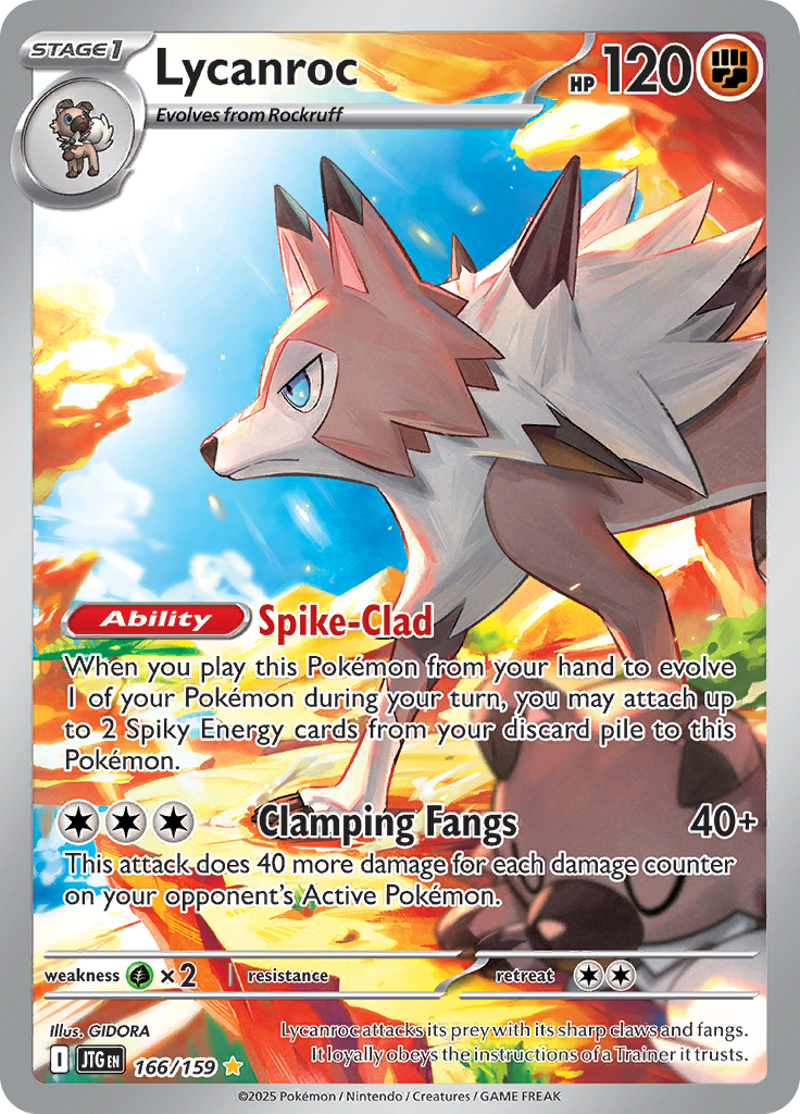 Lycanroc 166/159 from Journey Together (JTG) - Illustration Rare English Pokémon TCG single card