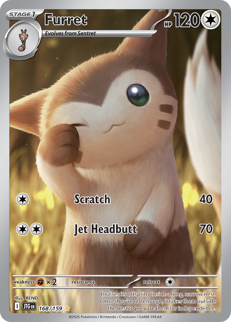 Furret 168/159 from Journey Together (JTG) - Illustration Rare English Pokémon TCG single card