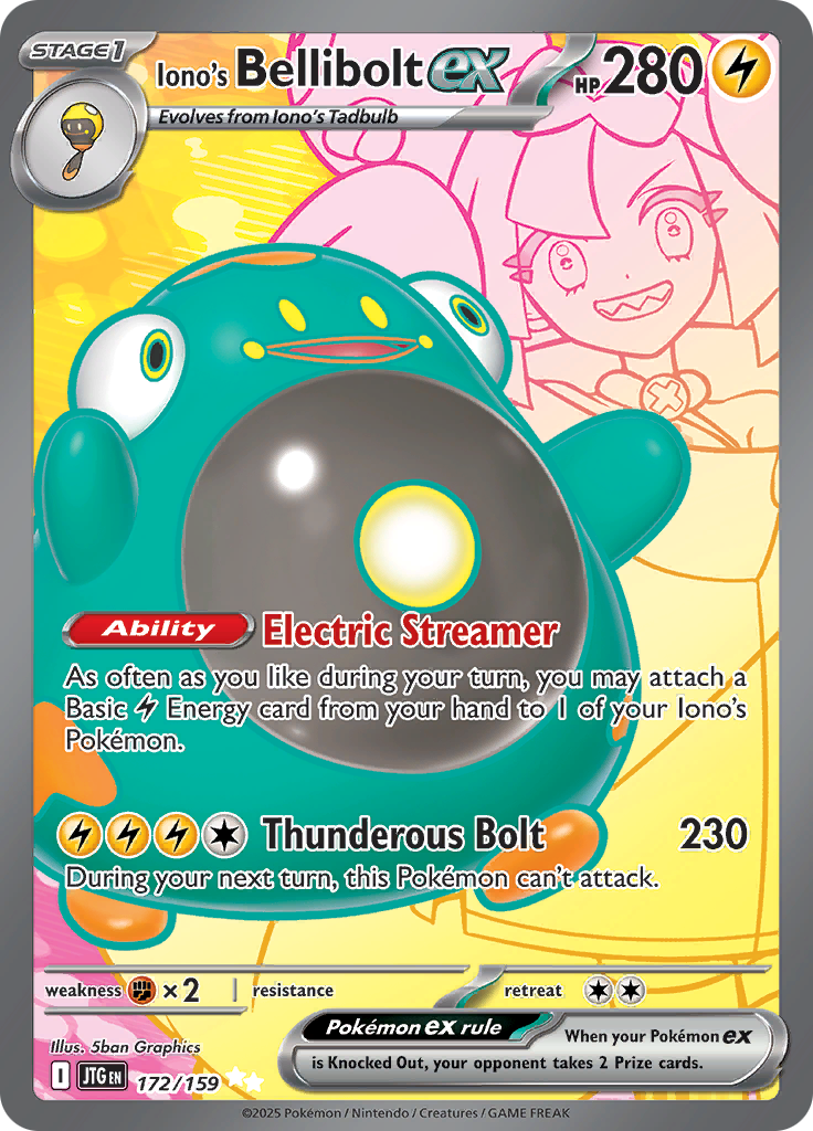 Iono's Bellibolt ex 172/159 from Journey Together (JTG) - Ultra Rare English Pokémon TCG single card