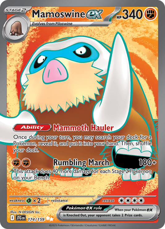 Mamoswine ex 174/159 from Journey Together (JTG) - Ultra Rare English Pokémon TCG single card