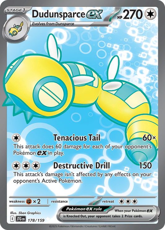 Dudunsparce ex 178/159 from Journey Together (JTG) - Ultra Rare English Pokémon TCG single card