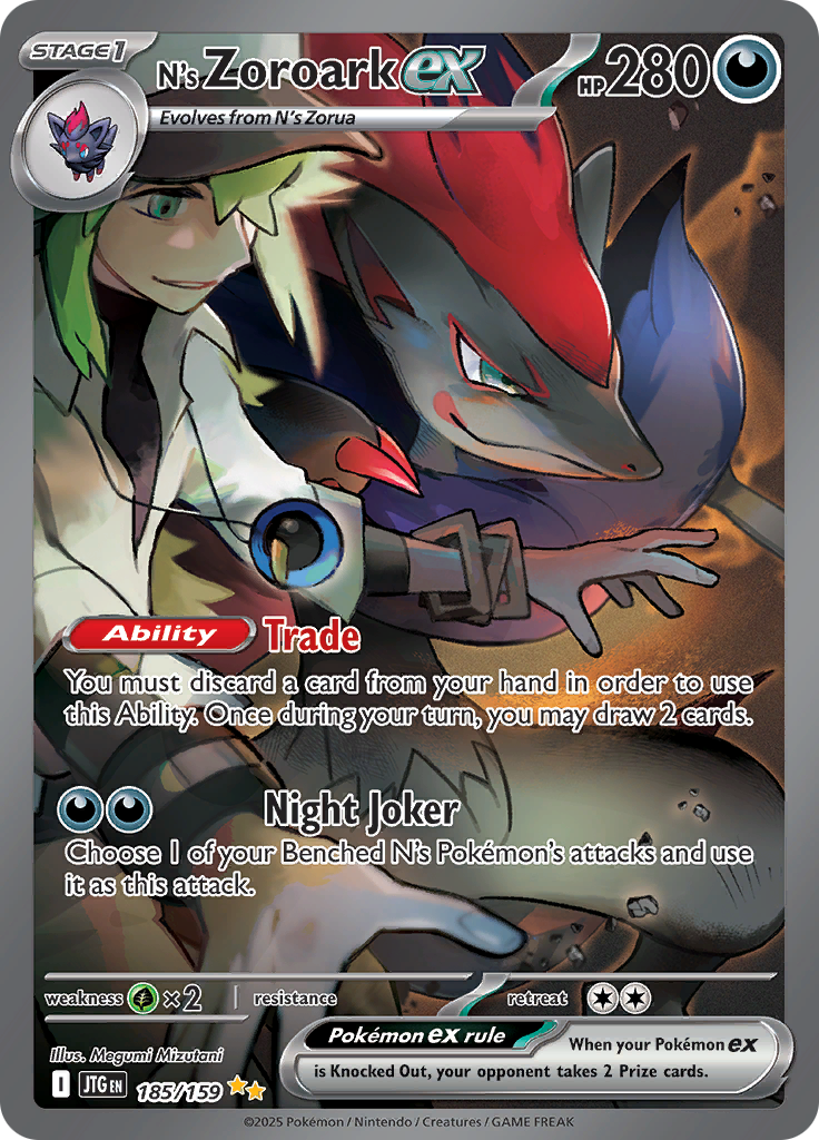N's Zoroark ex 185/159 from Journey Together (JTG) - Special Illustration Rare English Pokémon TCG single card