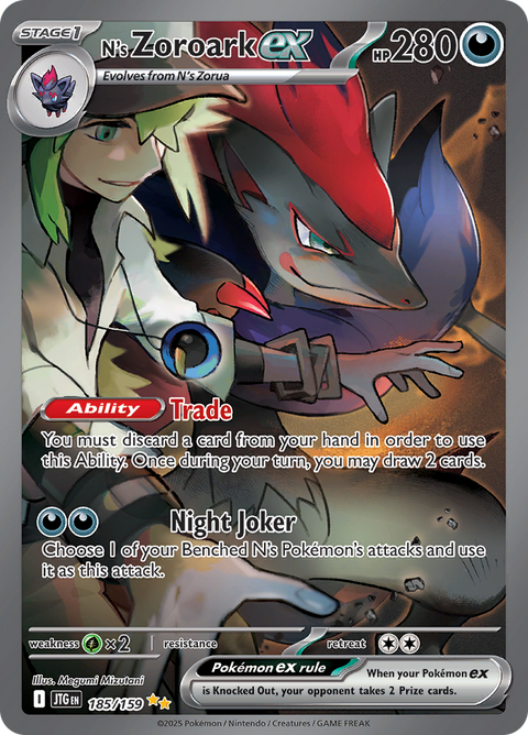 N's Zoroark ex 185/159 from Journey Together (JTG) - Special Illustration Rare English Pokémon TCG single card