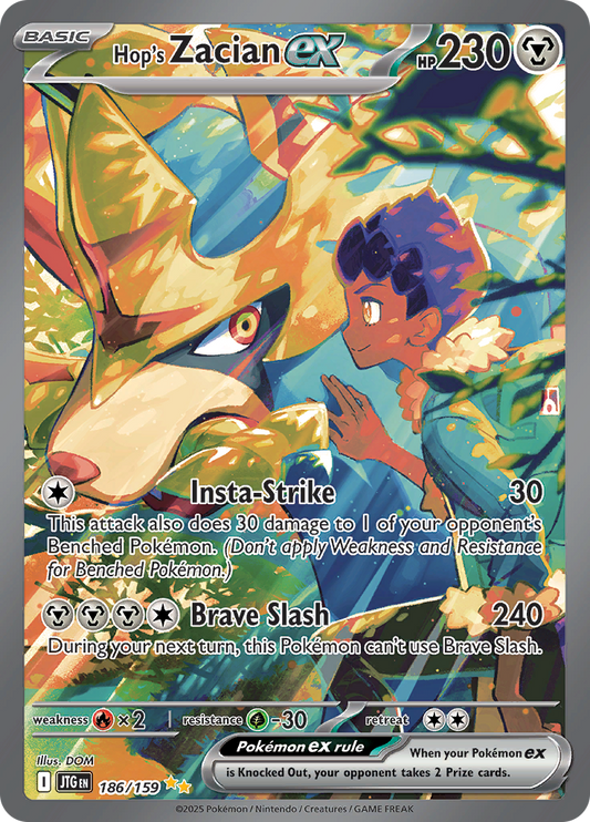 Hop's Zacian ex 186/159 from Journey Together (JTG) - Special Illustration Rare English Pokémon TCG single card