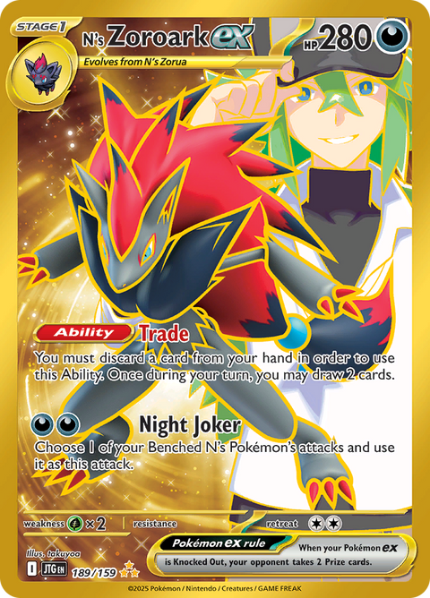 N's Zoroark ex 189/159 from Journey Together (JTG) - Hyper Rare English Pokémon TCG single card