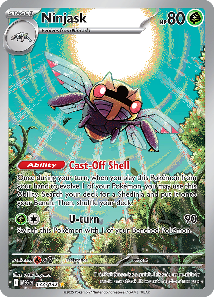 Ninjask 137/132 from Mega Evolution (MEG) - Illustration Rare English Pokémon TCG single card