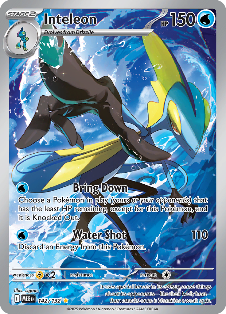 Inteleon 142/132 from Mega Evolution (MEG) - Illustration Rare English Pokémon TCG single card