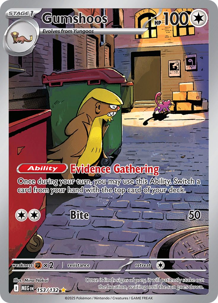Gumshoos 153/132 from Mega Evolution (MEG) - Illustration Rare English Pokémon TCG single card