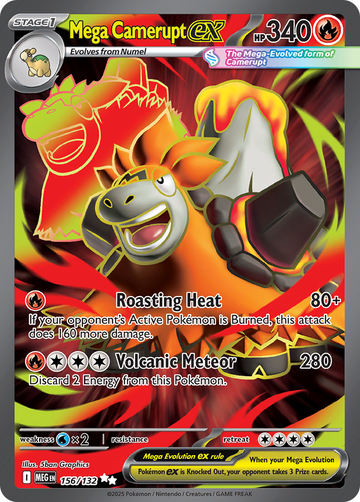 Mega Camerupt ex 156/132 from Mega Evolution (MEG) - Ultra Rare English Pokémon TCG single card