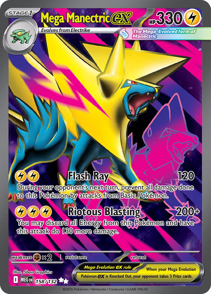 Mega Manectric ex 158/132 from Mega Evolution (MEG) - Ultra Rare English Pokémon TCG single card