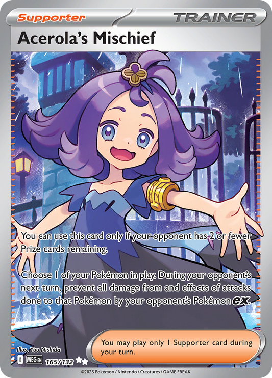 Acerola's Mischief 165/132 from Mega Evolution (MEG) - Ultra Rare English Pokémon TCG single card