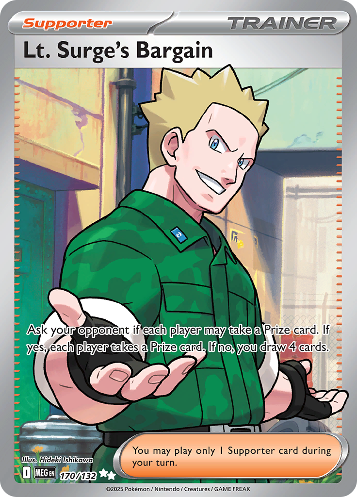 Lt. Surge's Bargain 170/132 from Mega Evolution (MEG) - Ultra Rare English Pokémon TCG single card