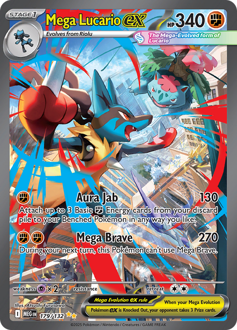 Mega Lucario ex 179/132 from Mega Evolution (MEG) - Special Illustration Rare English Pokémon TCG single card